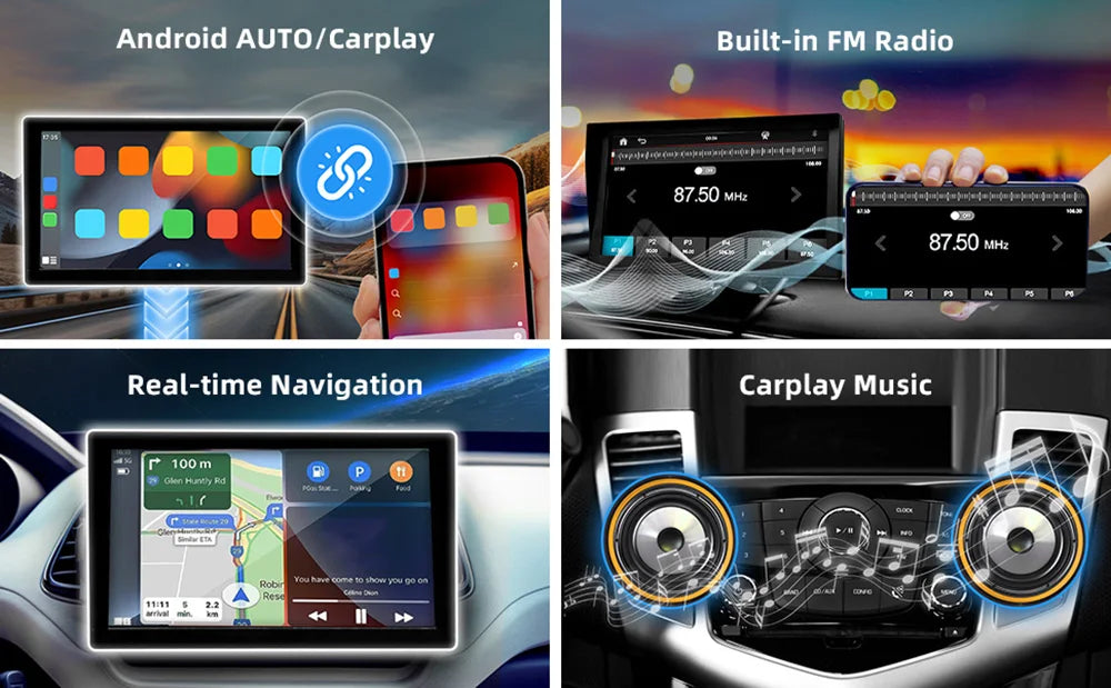 7inch Universal Car Radio Automotive Multimedia Video Player Wireless Carplay Android Auto Touch Screen BT AUX Smart Car Systems