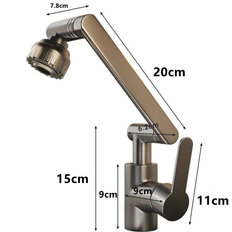 1080° Swivel Kitchen Sink Faucet Bathroom Sink Faucet Basin Faucet Multifunction Cold and Hot Water Tap