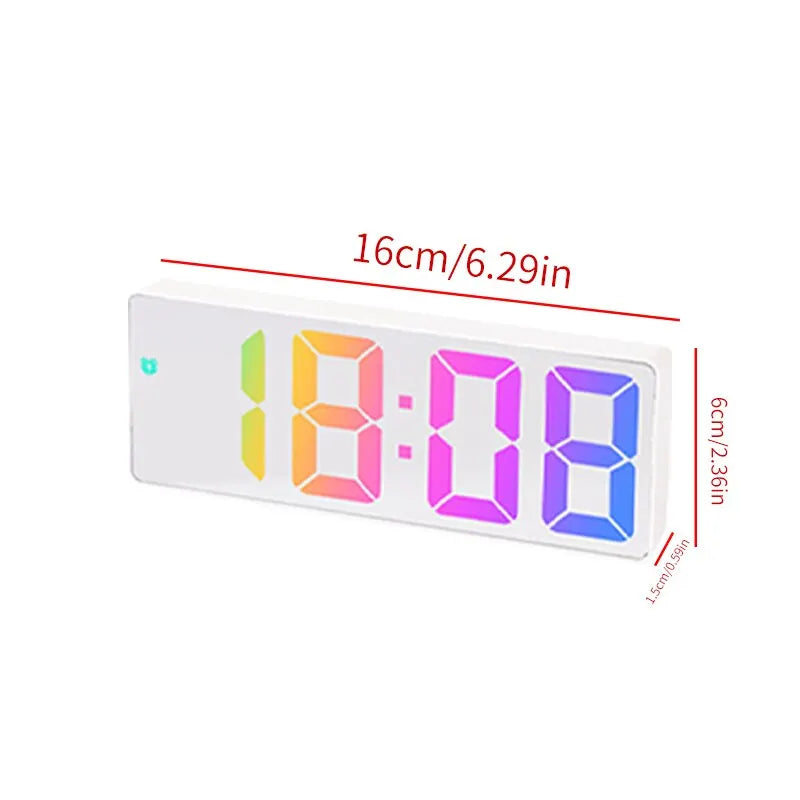 Led Digital Intelligent Electronic Clock Kitchen Timer Bedroom Bedside Alarm Clock Fashion Dazzling Color Transparent Screen