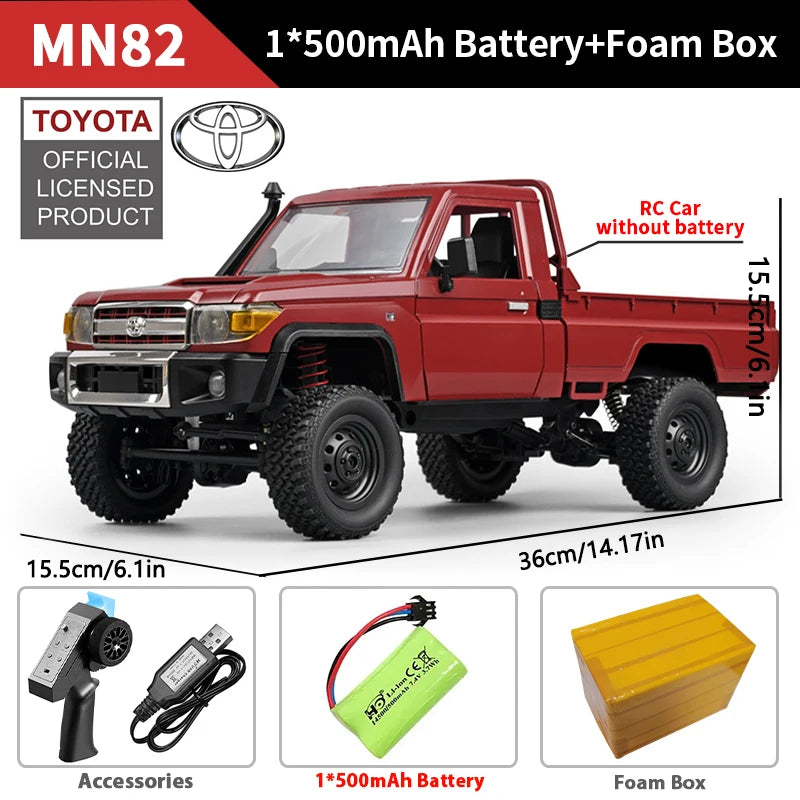 ZWN 1:12/1:16 Retro Rc Car With LED Lights Full-scale Simulation Vehicle Professional 4WD Remote Control Pickup Truck Model Toys
