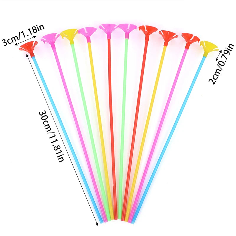 10/20/30pcs 30cm Latex Balloon Stick Macaron Balloons Rods Holder Sticks Wedding Party Inflatable Balls Decor Accessories