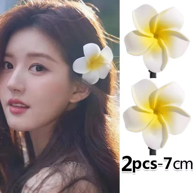 1-10pcs Plumeria Flower Hair Clips for Women Hairpins Girls Side Bangs Clips Flower Barrette Hawaiian Party Bag Hat Accessories