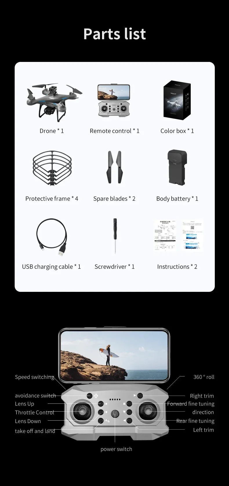 KY102 Rc Drone 8K Profesional Dual-Camera Aerial Photography 360° Obstacle Avoidance Optical Flow Four-Axis RC Aircraft 10000M