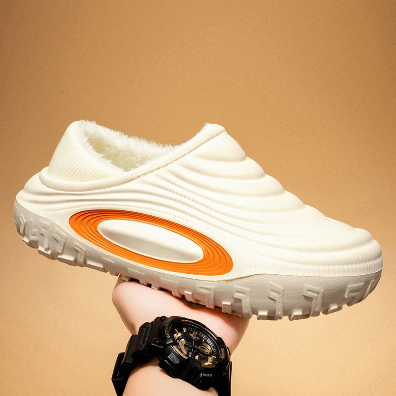 New Fashion Cotton Men's Slippers Winter Warm Plush Men Slippers Waterproof Men Garden Shoes Indoor Outdoor Men's Warm Shoes