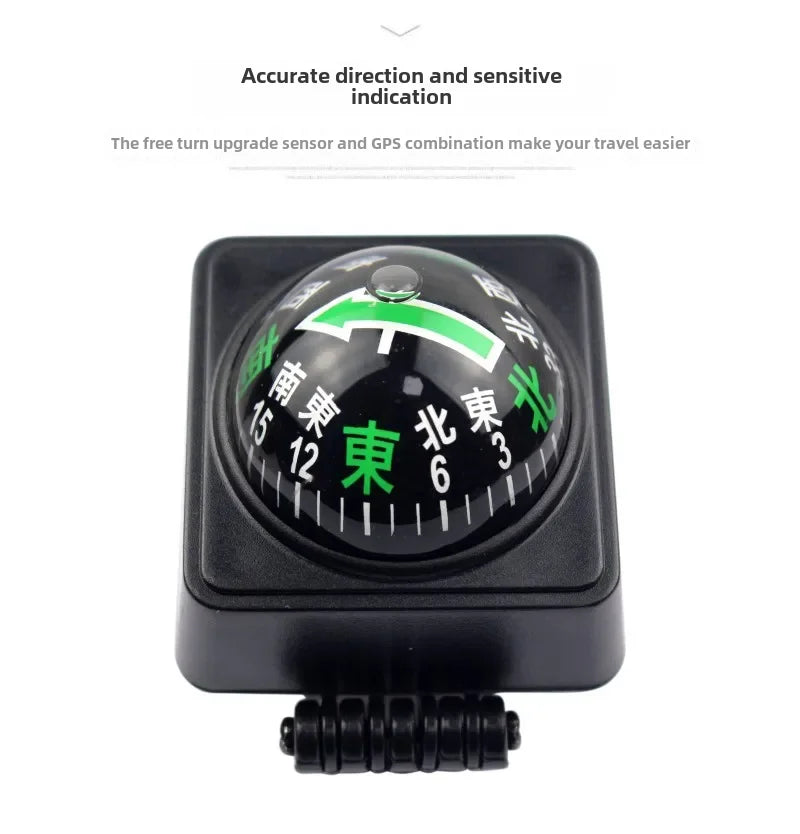 Outdoor Outing Car Guide Ball Self-driving Tour Compass with Thermometer Car Interior Decoration Accessories