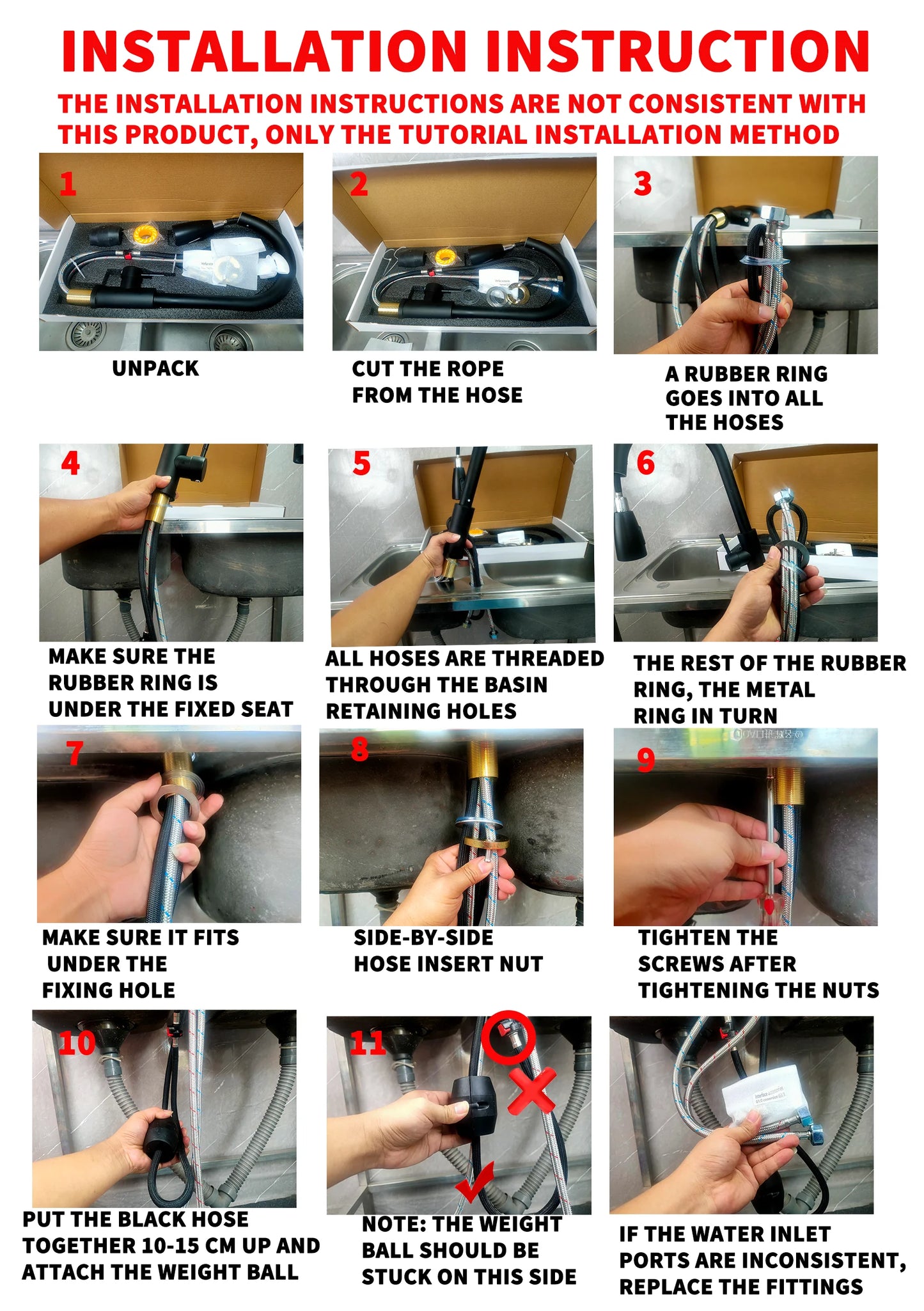 A Kitchen Stainless Steel Pull-out Cold and Hot Water Mixing Faucet with a 3-function Pull-out Nozzle