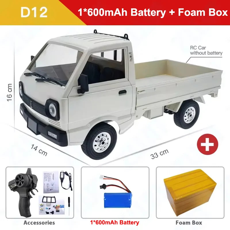 ZWN 1:12/1:16 Retro Rc Car With LED Lights Full-scale Simulation Vehicle Professional 4WD Remote Control Pickup Truck Model Toys