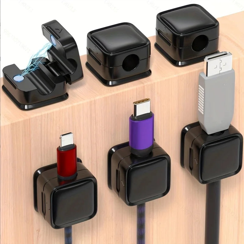 6pcs wire organizer bracket, magnetic desktop cable clamp management, bedroom, kitchen appliances, office supplies