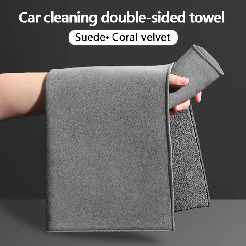 1pc Suede Double-sided Absorbent Traceless Reusable Glass Cleaning Cloth For Windows, Cars, Kitchen, Mirrors