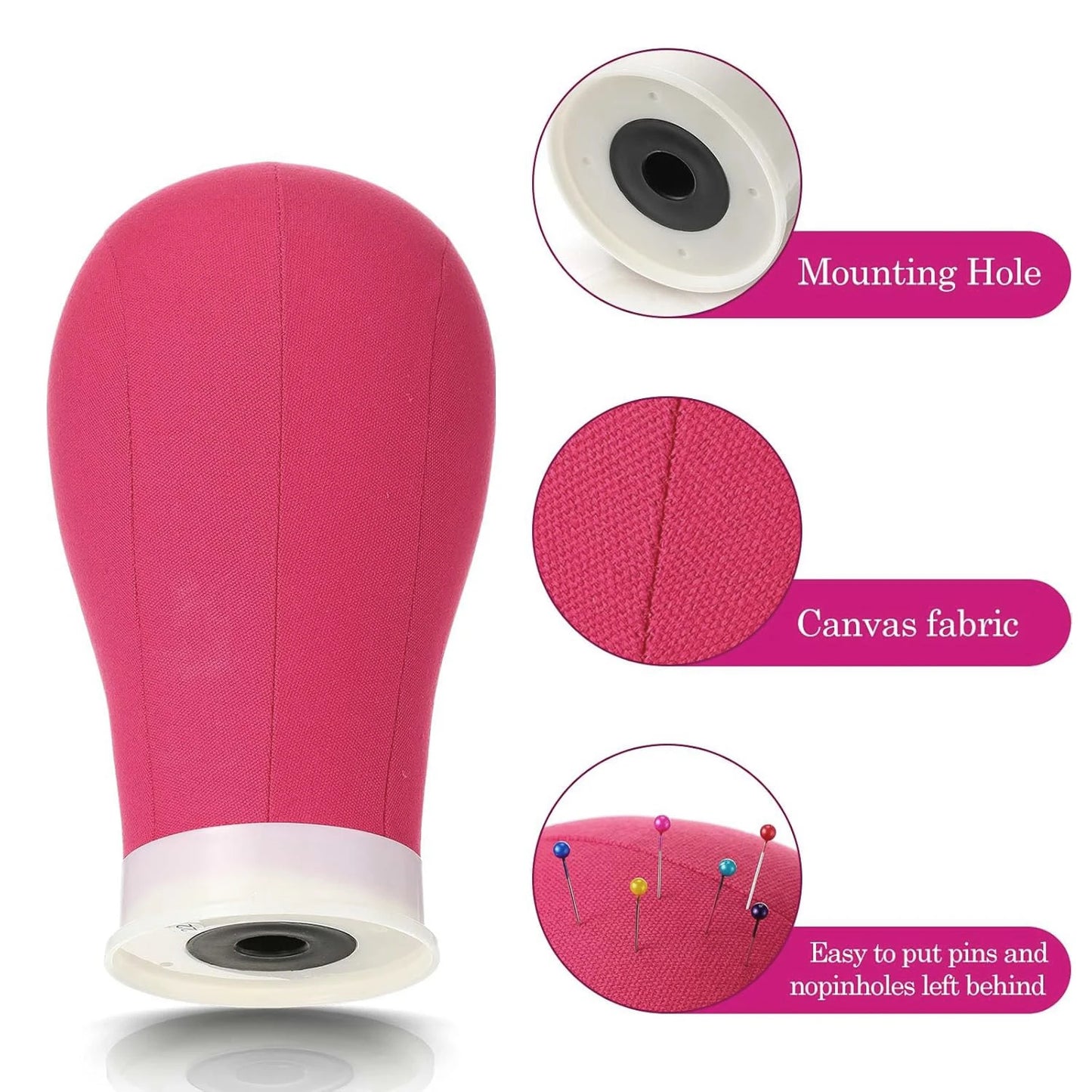 22 Inch Rose Red Mannequin Head With Stand Canvas Head Wig Model With Mount Hole For DlY Wig Making