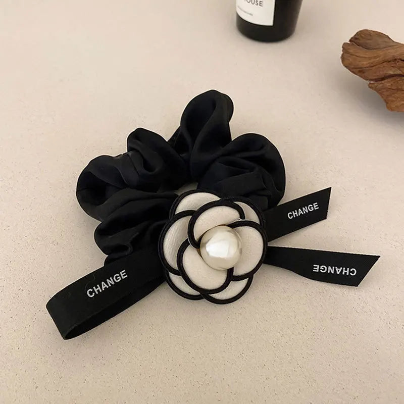 High end camellia flower headband, internet famous large intestine hair loop, hair rope, ribbon, bow hair accessories