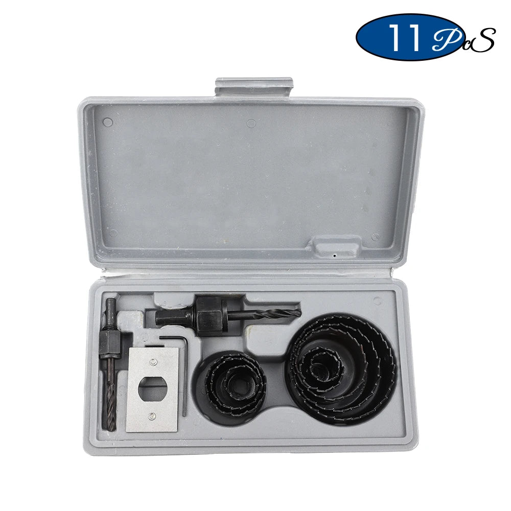 NINDEJIN 8/11/16pcs Hole Saw Kit #50 steel 19-127mm Hole Cutter Drill Bit Tool Hole Saw Set for Wood Plastic Wood Cutter