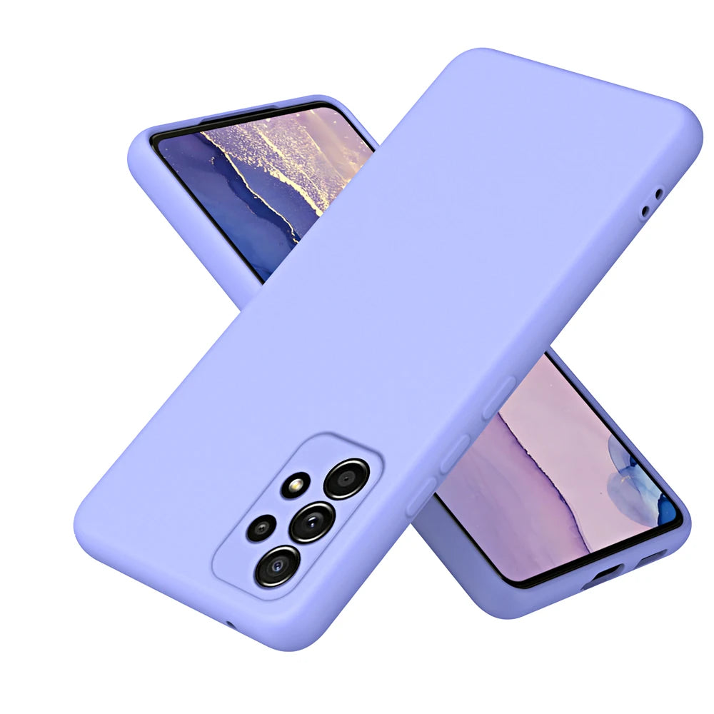 Original Liquid Silicone Phone Case For Samsung Galaxy A52 A52S 4G 5G Soft Back Cover Camera Protector Coque Bumper