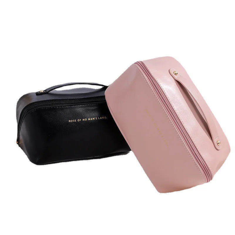 1pc Portable Travel Cosmetic Bag Large Capacity Pu Leather Cosmetic Bag Women Bathroom Wash Bag Multifunctional