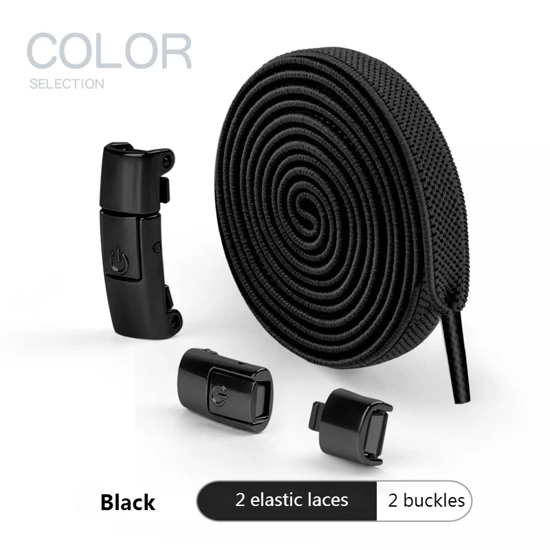 New Press Lock Shoelaces without ties Elastic Laces Sneaker 8MM Widened Flat No Tie Shoe laces Kids Adult Shoelace for Shoes
