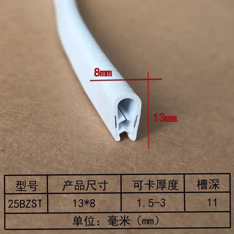 1/3M U-Shaped Sealing Strip Rubber Edging Stainless Steel Protectio Door Car Dustproof Safety Iron sheet edge protection strip