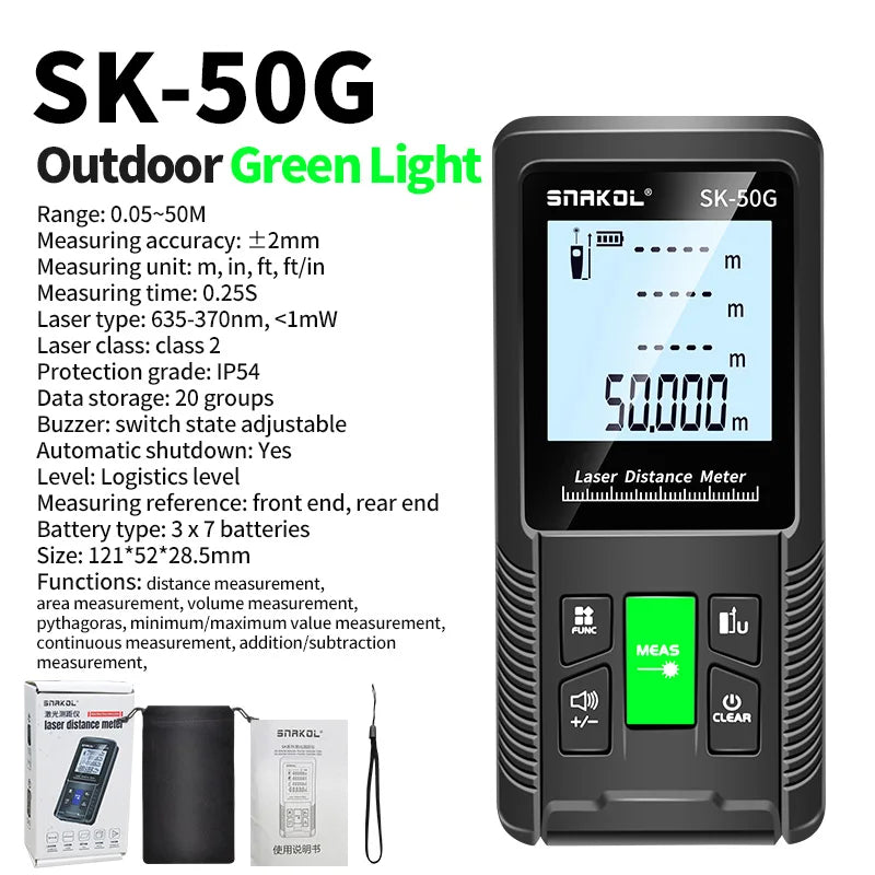 Snakol Laser Distance Meter 40m 50m 70m 100m 120m Rangefinder Digital Range Finder Trena Roulette Ruler Distance Measuring Tape