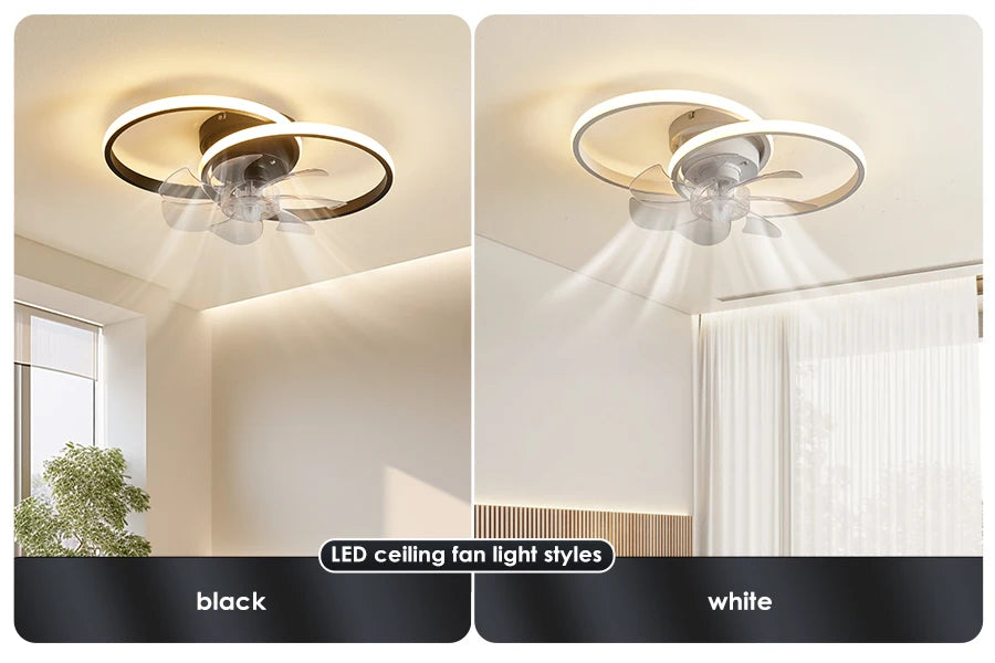 Modern Ceiling Fan with Light, Low Profile Ceiling Fan with Remote for Bedroom Kitchen Room LED Dimmable, Small Fan Light