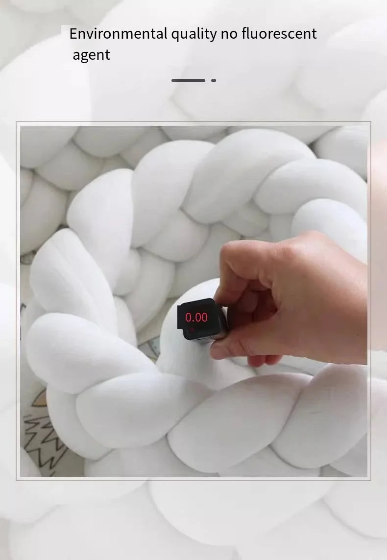 4 Shares 1M Baby Bumper Bed Braid Knot Pillow Baby Cot Bumper Kid’s Safety Bed Rails Decorative Baby Bed Baby Bed Bumper 2M