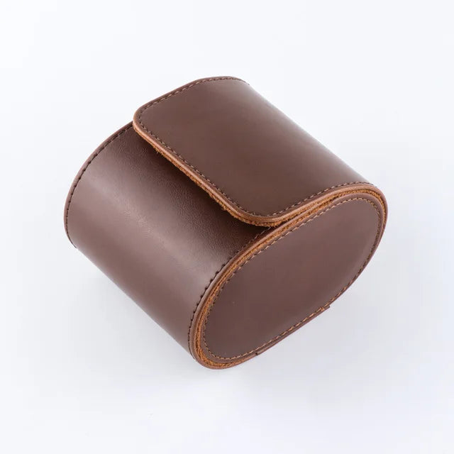 1 Grid Single Watch Box Vintage Pu Leather Slots Flexible Bracket Holder Mechinical Quartz Watch for Business Travel Storage Man