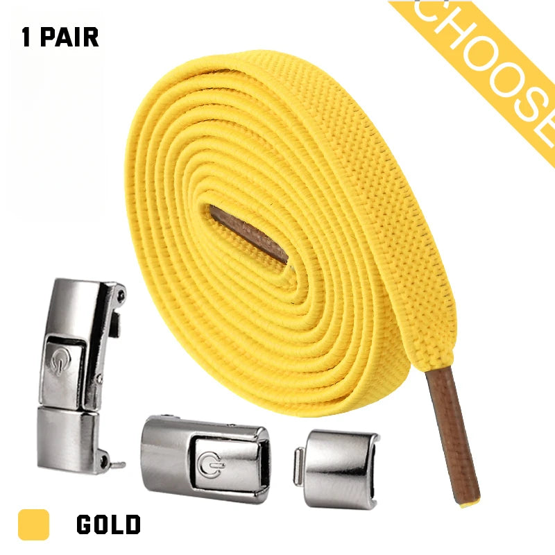 New Press Lock Shoelaces without ties Elastic Laces Sneaker 8MM Widened Flat No Tie Shoe laces Kids Adult Shoelace for Shoes