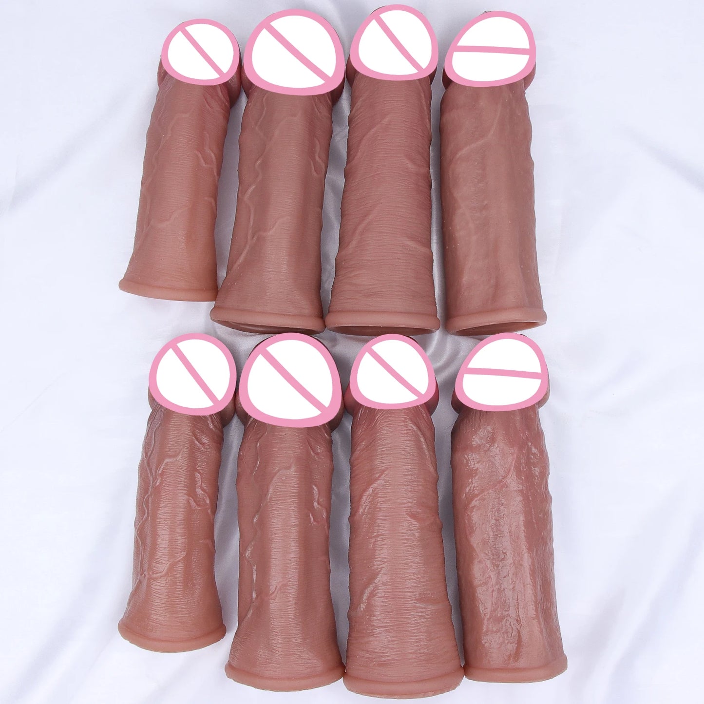 4 Styles Soft Realistic Enlarger Penis Sleeve Big Growth Real Silicone Dick Man Delayed Ejaculation Extend Cock Condom Sex Toy
