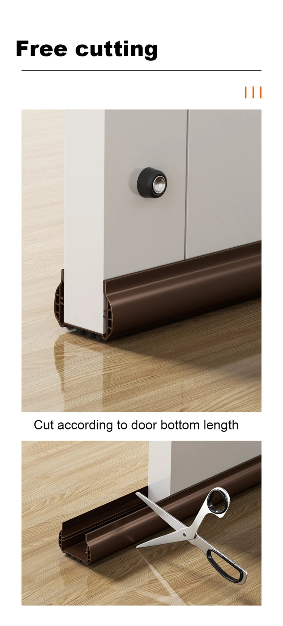 1-4pcs 93cm Door Bottom Seal Strip with Brush PVC Dustproof Soundproof Snap-in installation Gap Door Draft Stopper Weatherstrip
