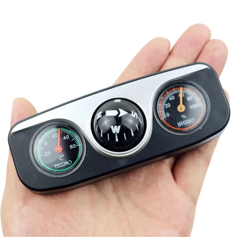 Outdoor Outing Car Guide Ball Self-driving Tour Compass with Thermometer Car Interior Decoration Accessories