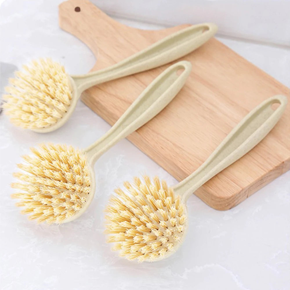 1PC/3PCS Pan Brush With Handle Kitchen Household Clean Non-Stick Oil Brush Pan Brush With Long Handle Scrub Dish Brush