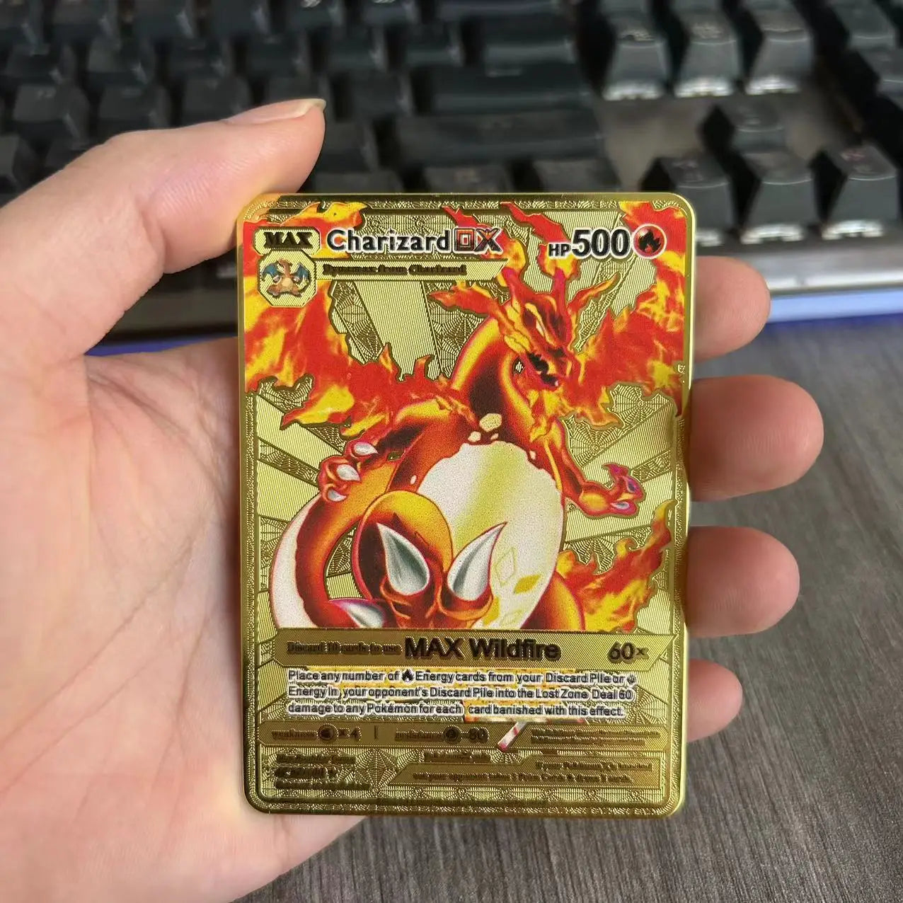 10000 Arceus Vmax DIY Golden Pokemon Cards in Spanish Iron Metal Pokmo Letters Kids Gift Game Collection Cards
