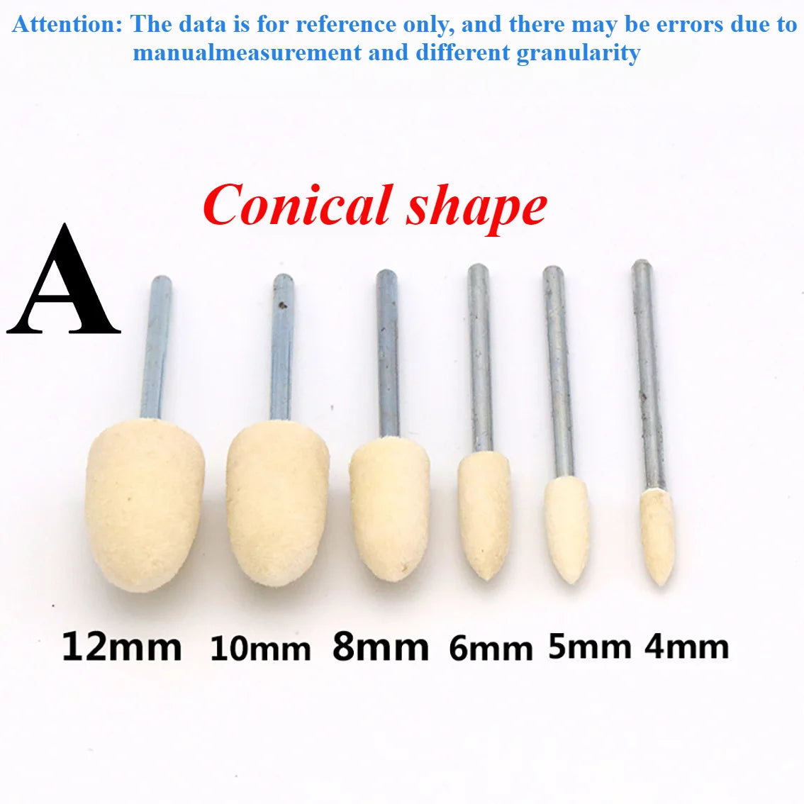 5/6PCS O.D 3-12mm Wool Felt Polishing Wheel Grinding Head Suitable for Dremel Drill Bit Rotation Tool 2.35mm Handle