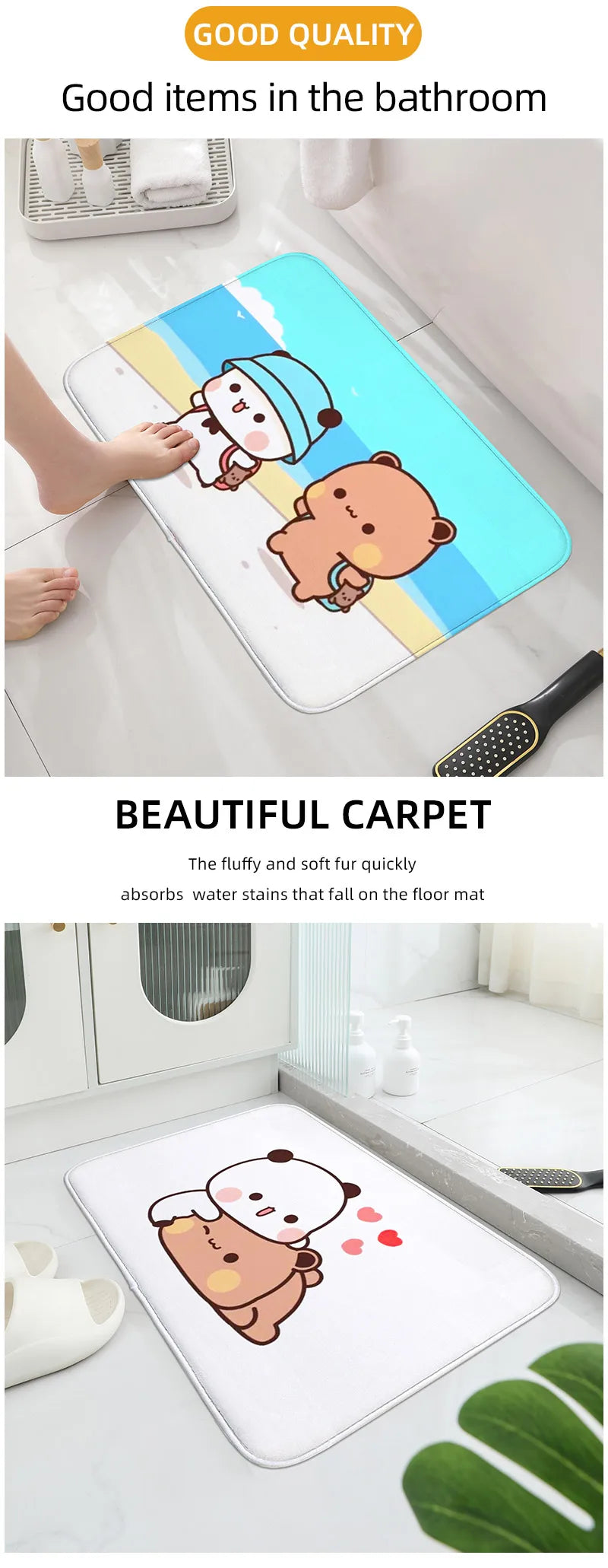 1Pc Bubu and Dudu Cute Cartoon Welcome Mat Entrance Doormat Balcony Bathroom Floor Mats Non-slip Rug Bedroom Carpet Home Decor