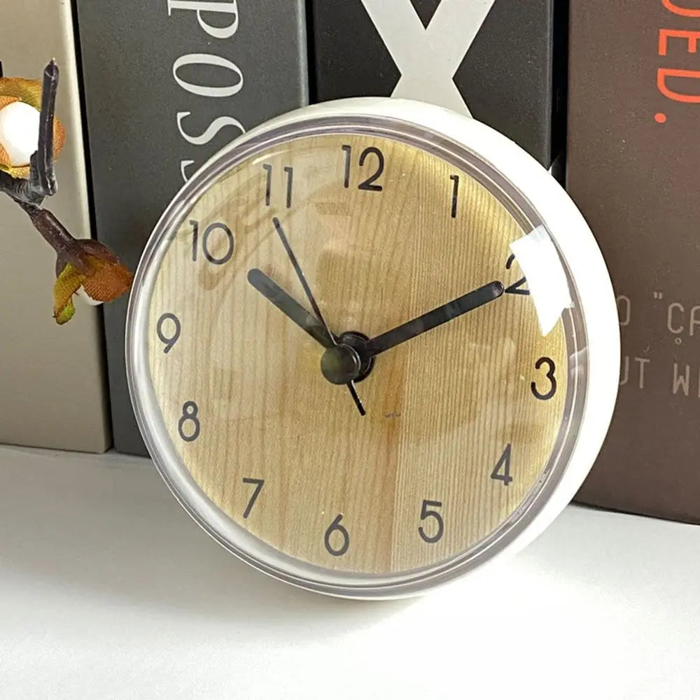 Mini Sucker Wall Clock Bathroom Anti-Fog Waterproof 7cm Kitchen Toilet Small Quartz Table Clock