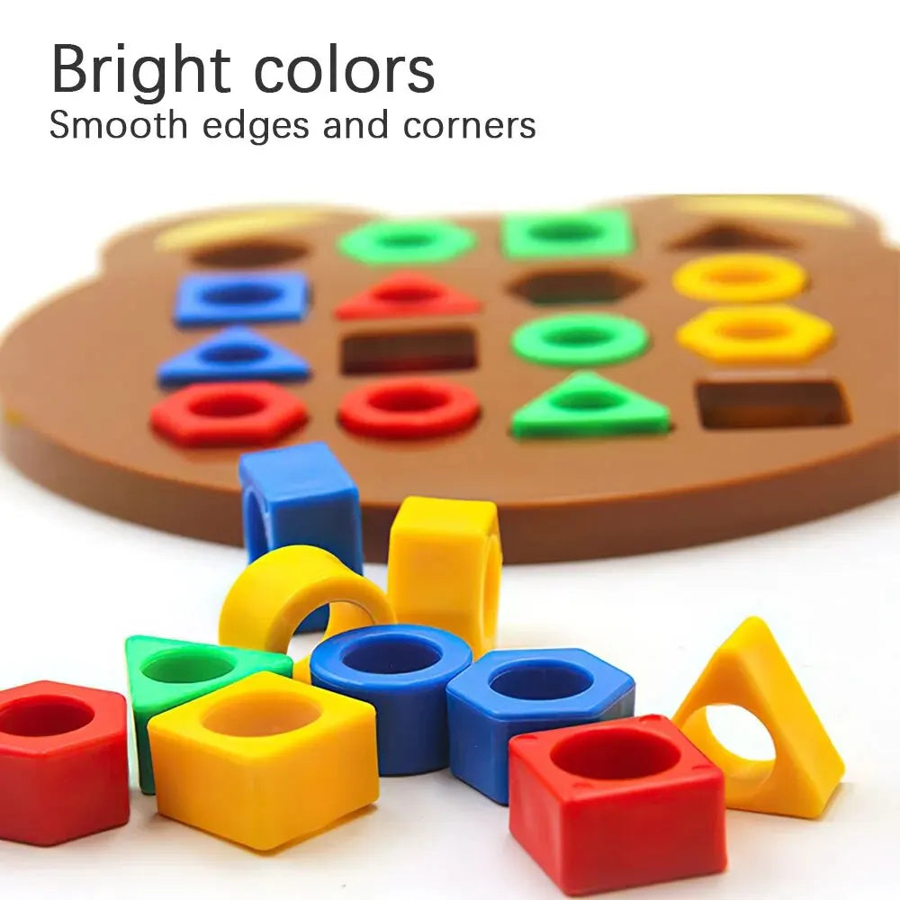 Bear Geometry Matching Puzzle Montessori Educational Building Blocks Parent-child Interactive Battle Board Game Toys