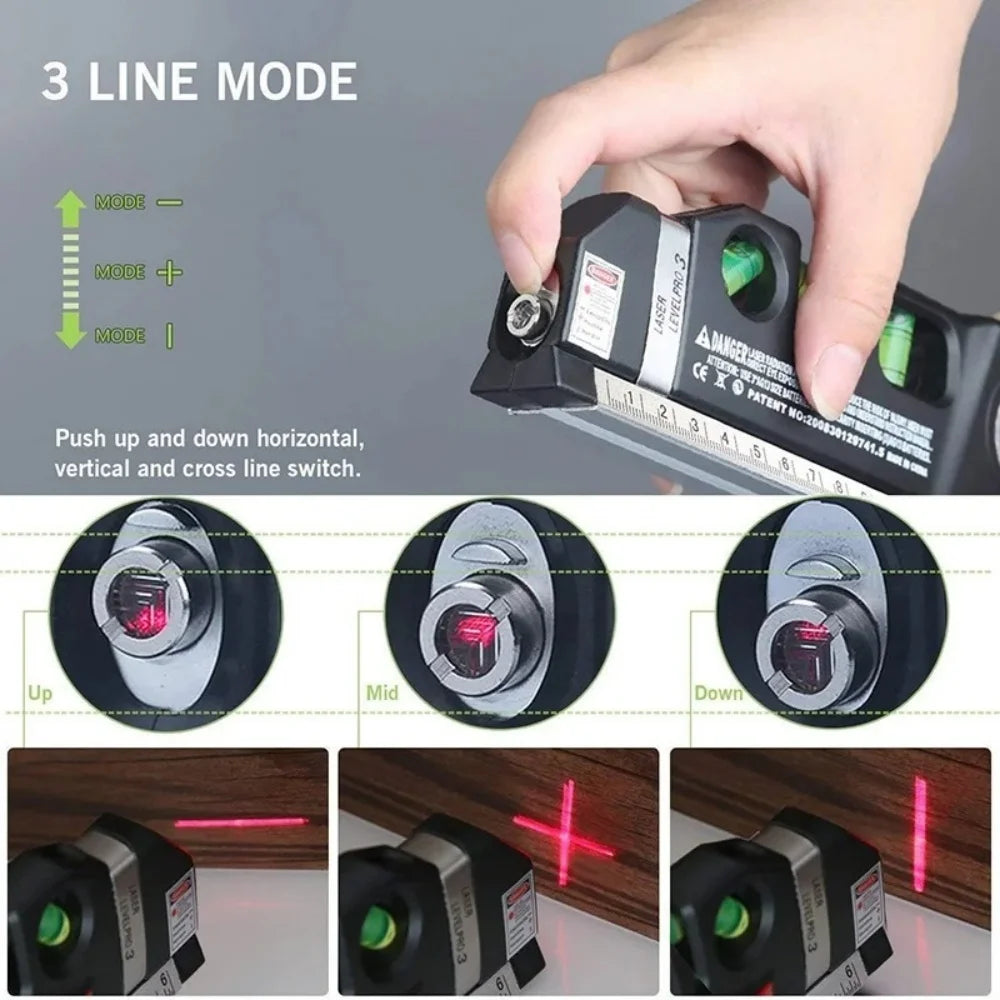 Multi-Functional Laser Level Horizon Vertical Measure Tools Aligner Standard And Metric Ruler Metric Ruler Multipurpose Measure