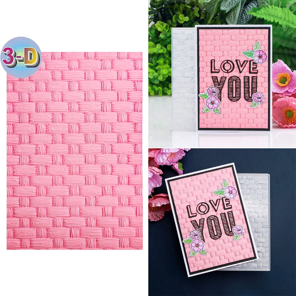 Woven 3D Embossing Folder for Card Making & Scrapbooking - Durable Plastic, Easy Embossing - Perfect for DIY Craft Projects