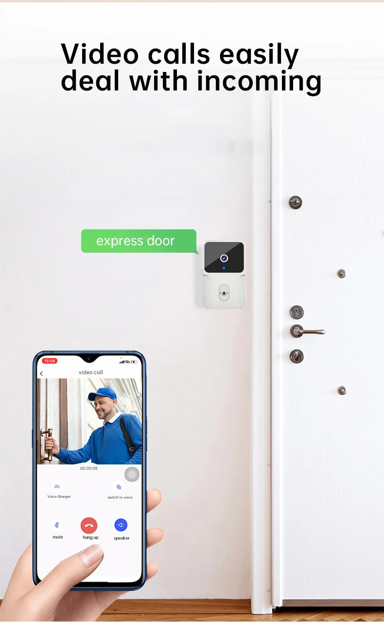 Tuya Smart Video Doorbell WiFi Wireless HD Camerabattery powered camera Security Door Bell Wi-Fi Intercom for Home Apartment