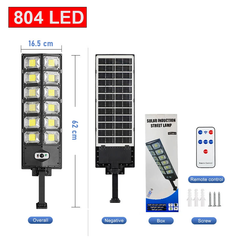Super Bright 804 LED Solar Lights Outdoor Street Lamp Sunlight 3 modes IPX68 Waterproof Garden Lighting With Smart Motion Sensor
