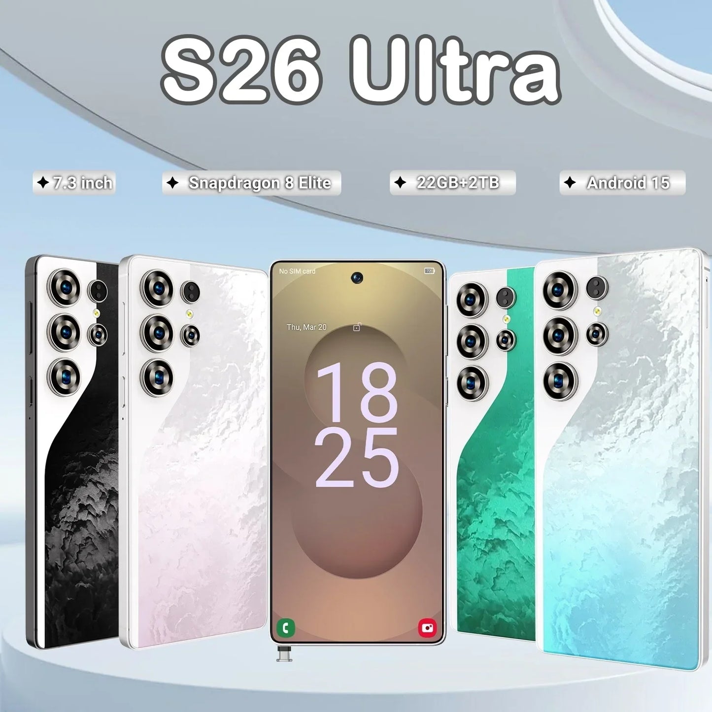 HOT 2025 new S26 Ultra original intelligent 5G dual card dual standby Android 14 system global version phones 8000mAh battery