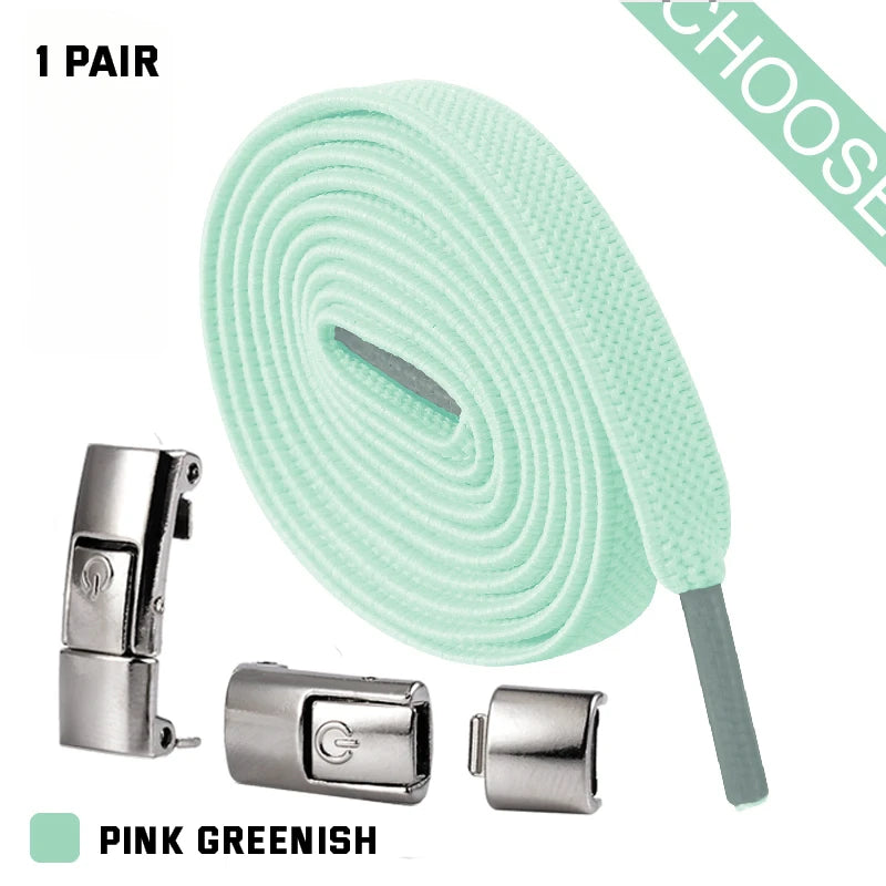 New Press Lock Shoelaces without ties Elastic Laces Sneaker 8MM Widened Flat No Tie Shoe laces Kids Adult Shoelace for Shoes