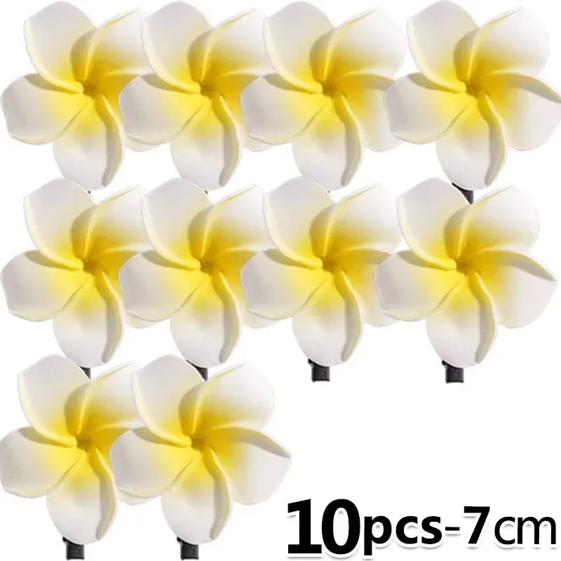 1-10pcs Plumeria Flower Hair Clips for Women Hairpins Girls Side Bangs Clips Flower Barrette Hawaiian Party Bag Hat Accessories