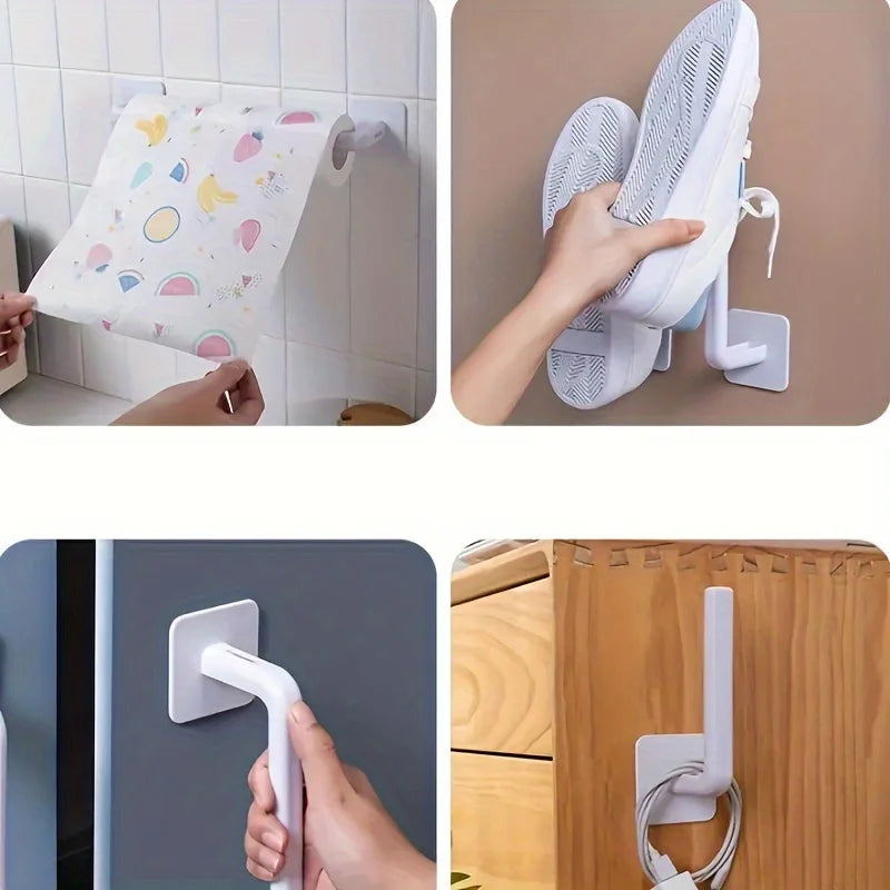 No Hole Multifunctional Hooks Lazy Rag Hangers Kitchen Wall Mounted Paper Towel Organiser Roll Rack Towel Holder For Bathroom