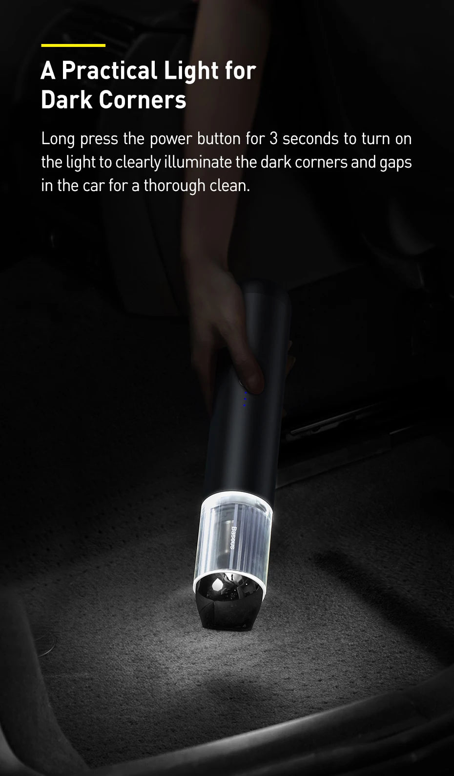 Baseus A3 15000Pa Car Vacuum Cleaner Wireless Cleaner Mini Portable Powerful Auto Vacuum Cleaner Air Blower W LED for Home Car
