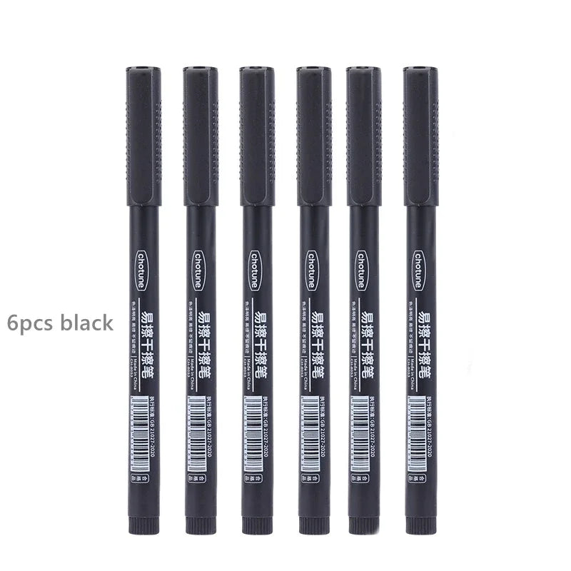 8pcs Erasable Whiteboard Pen 0.5mm Fine Point Black/Blue/Red Ink Blackboard Marker School Office Art Writing Stationery