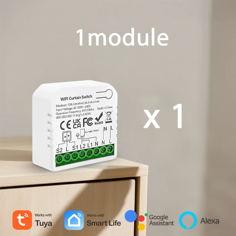 Tuya WiFi Smart Curtain Switch Roller Blinds Shutter Module 433MHz RF Remote Control Works With Alexa Google Home Assistant