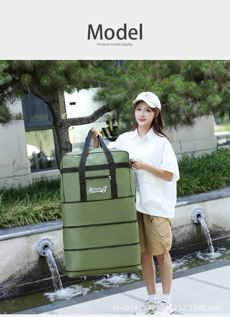 Expanding Traveling Backpack Hiking Folding Travel Women Bags Multi-layer Expansion Travel bag Universal Wheel Moving Bag