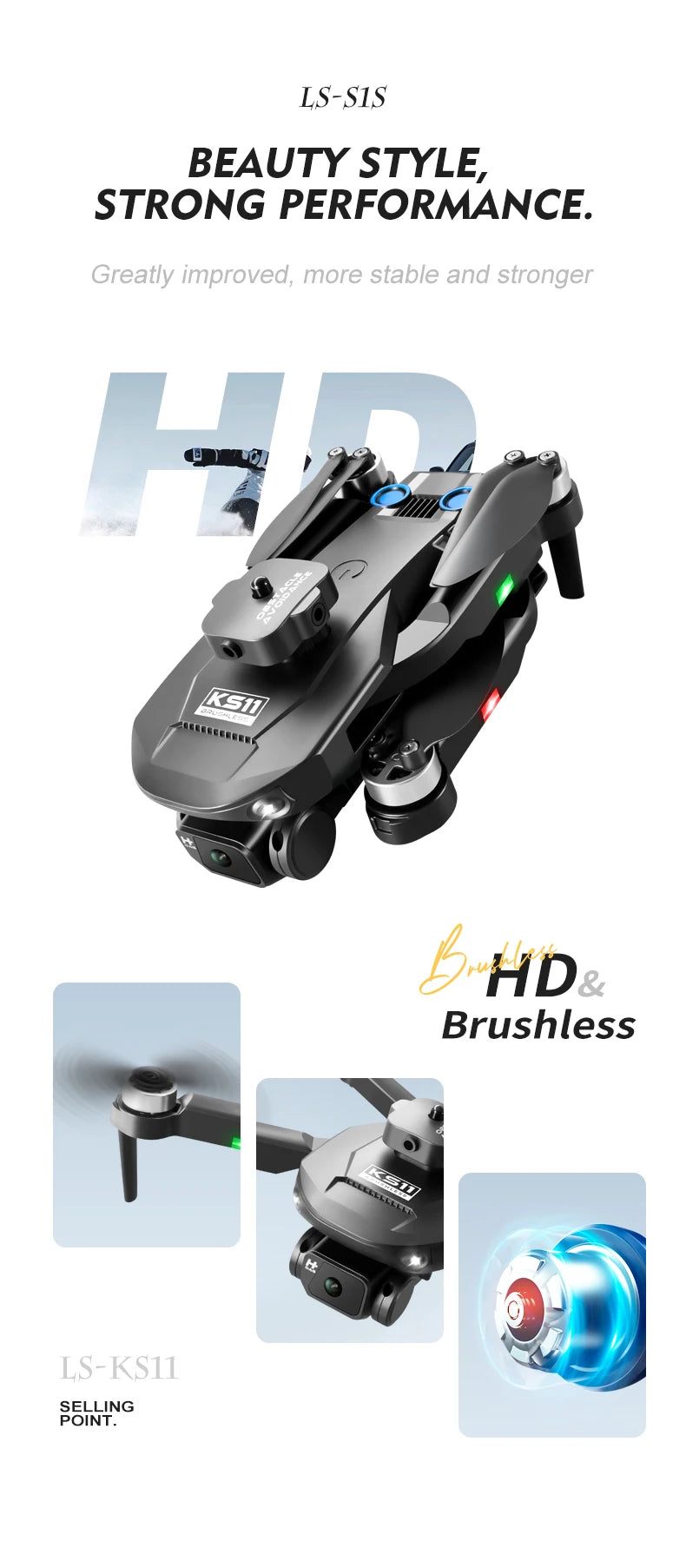 New LS KS11 Mini Drone 4K Professional Dual Camera Obstacle Avoidance Optical Flow Positioning Brushless RC Dron Quadcopter
