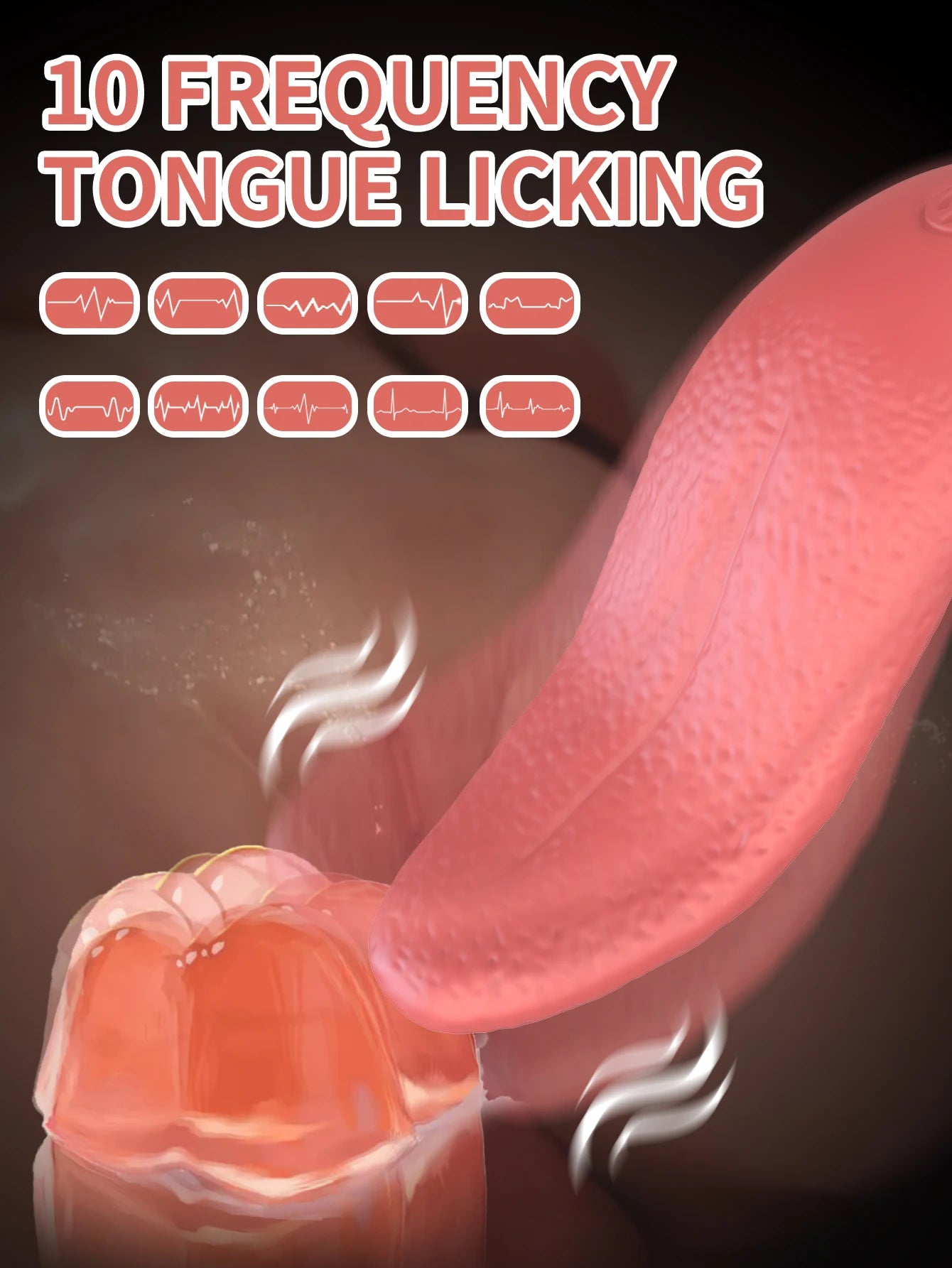 10 Vibration Modes and 10 French Kissing Modes Realistic Heating Tongue Vibrator,USB Charging Waterproof Sex Toys for Women Clit