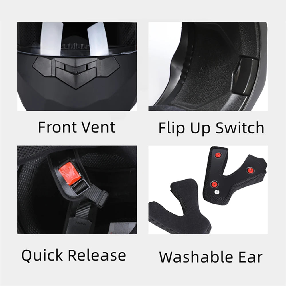 BLD Personalised Motorcycle Full Face Helmet Men Women Fashion Dual Lens Helmets Motocross Racing Modular Flip Up Casco Moto