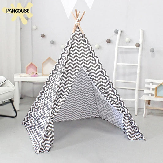 PANGDUBE 110×110×140cm Baby Playpen Children’s Toy Tent Wigwam Indoor Tipi Kids Wooden Play House Children Games Tent